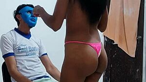 effeminate guy stares horny as 22 year old latina milf dances like total whore