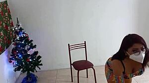 colombian latina stepmom dances seductively in lingerie showing her pussy
