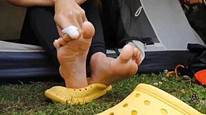 Vacation sex tape rips clothes off stepmom's feet and toes!