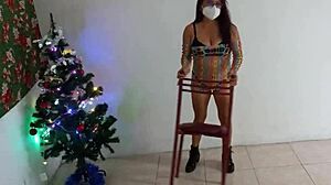 colombian latina stepmom dances seductively in lingerie showing her pussy
