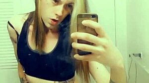 Hot Tranny Gropes Her Clitty In Satin Panties!