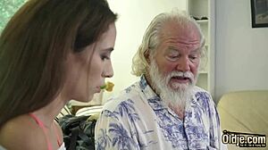 Old man rams cock in teen's young pussy then throat!