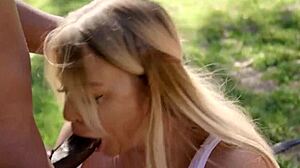 this big ass british milf london river slurps kris k's bbc outdoors like a total pro