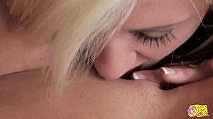 three horny lesbian blondes brunettes finger lick dildos to squirting orgasms