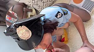 Milf Police Neighbor In Pantyhose Sucks Cock Hard Until Explosive Cumshot