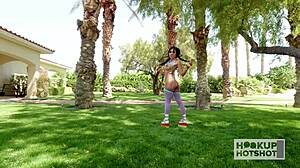 hey check out cute brunette jena larose flaunting her sensual curves in panties and dress during photoshoot