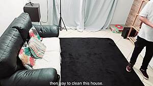 Maid Slapped and Deepthroated with Cum on Tits