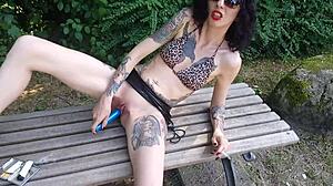 whoa lucy ravenblood smokes while dildoing her slutty cunt outdoors 😈