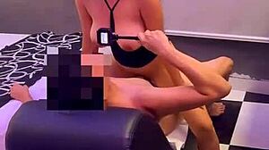young busty latina in lingerie gives cuckold voyeur show to boyfriend with old man's monster cock and banana