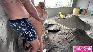 slut takes big cock pov pounding bent over public construction site
