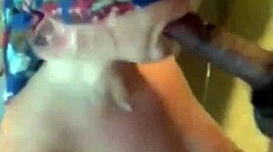 BLINDFOLDED SLUT GAGS ON MONSTER BBC FACE FUCKED DEEP!