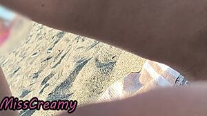 i flash wet pussy legs open on nudist beach risking caught voyeur