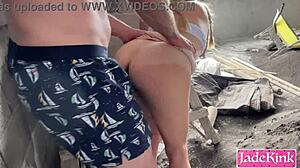slut takes big cock pov pounding bent over public construction site