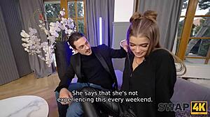 Cuckold boyfriend watches us pound his girlfriend hard in Swap4k swap