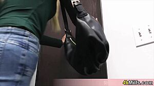 Blonde housewife caught stealing—fucked hard by mall cop on CCTV!