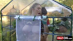 Big ass blonde Jenna Starr fucked hard by Diego Perez in garden with natural tits