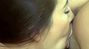 Big Tits Asian Lesbians Lick Each Other's Perfect Shaved Pussies to Orgasm