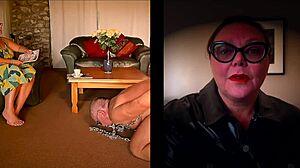 Ebony dominatrix Mistress April binds and fucks slave in block house!