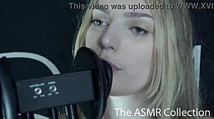 Ekko ASMR licks ears in fetish blue-eyed babe trouble