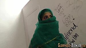 arab ethnic babe with big black monster cock gives gloryhole blowjob facial and handjob high definition