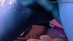tattooed blue-eyed babe's huge tits bounce as machine drills deep