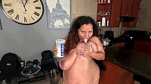 i strip and pour milk over my giant bbw tits