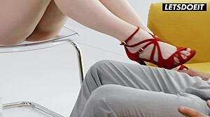 Naughty Blindfolded Czech Redhead Charlie Red Rides Cock in Tight Pussy Fantasy