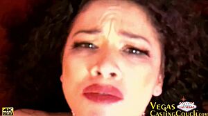dasha love's blindfolded bdsm casting: latina milf gagged, vibed to orgasm in vegas!