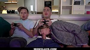 sexy milfs ride stepsons cocks doggystyle while gaming big tits bent over cheating