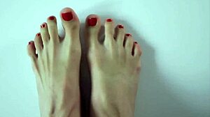 Secret Footjob Close-Up Teases Cum Explosion Licked Off Toes