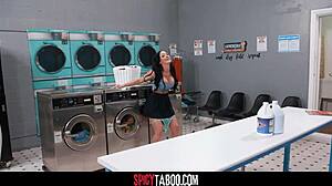 horny slut spots stranger at laundromat and begs for rough outdoor fuck