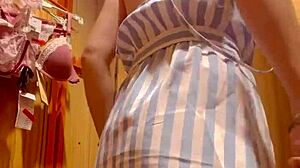 Brunette Latina Teen Sneaks Steamy Fun in Mall Fitting Room