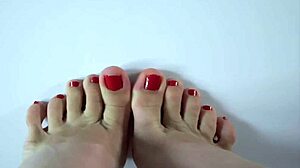 Secret Footjob Close-Up Teases Cum Explosion Licked Off Toes