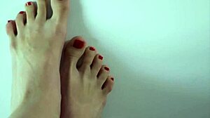 Secret Footjob Close-Up Teases Cum Explosion Licked Off Toes