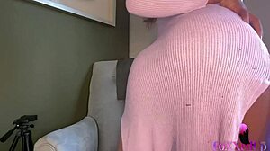 Jenna foxx strips teasing big tits and ass before gaping with swift vibrator