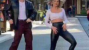 Sexy Blonde Babe Dances In Tight Leggings