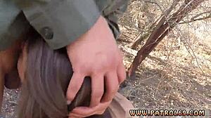 POLICE STUD POUNDS LATINA DEEPTHROAT SLUT IN UNIFORM ON BORDER!