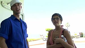 i love haileey james' short haired brunette glasses look on cock