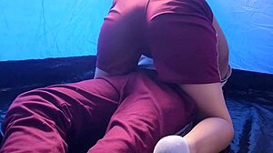 hot student sneaks fuck in tent on field trip rides bro