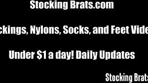 Stockings-clad girls crave sucking those tempting toes together... what's next?