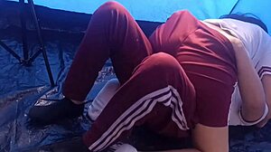hot student sneaks fuck in tent on field trip rides bro