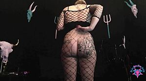 Cerberus, eat this blonde pawg milf's asshole while leashed for rough facesitting!
