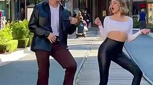 Sexy Blonde Babe Dances In Tight Leggings