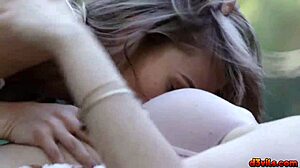 scarlett sage and river fox kiss grope eat pussy in garden face sitting