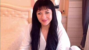 SMALL TIT BRUNETTE HELGA STRIPS LINGERIE TEASING SMALL TITS SEXILY!