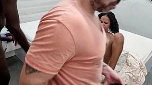 backstage with tiny dessinha carioca feeling two cocks stretch her pussy first time