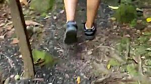 PERUVIAN Redhead GULPS Stranger CUM in Jungle Creampie!