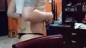 Natural ladyboy shery slips into hormone-boosted lingerie for intimate reveal