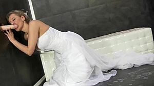 bride's fetish pussy toy play got messy bukkake facial from gloryhole heels