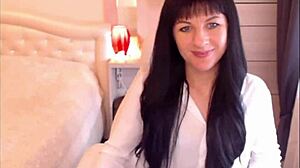 SMALL TIT BRUNETTE HELGA STRIPS LINGERIE TEASING SMALL TITS SEXILY!